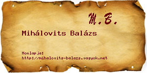 Mihálovits Balázs névjegykártya